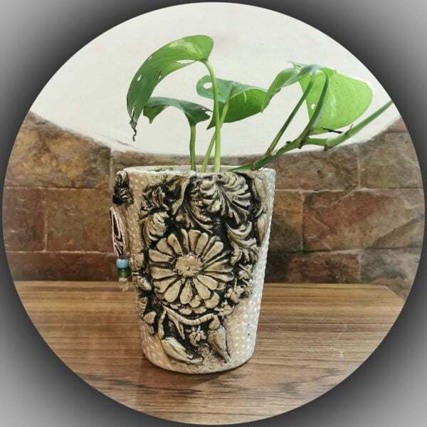 Ceramic planter with artwork