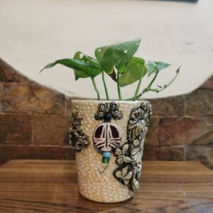 Ceramic planter with artwork
