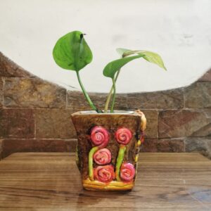 Ceramic planter with artwork