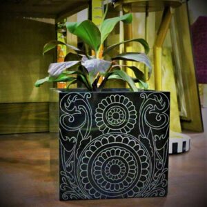 Black granite planter with engraving