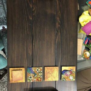 Pine wood platter with art work